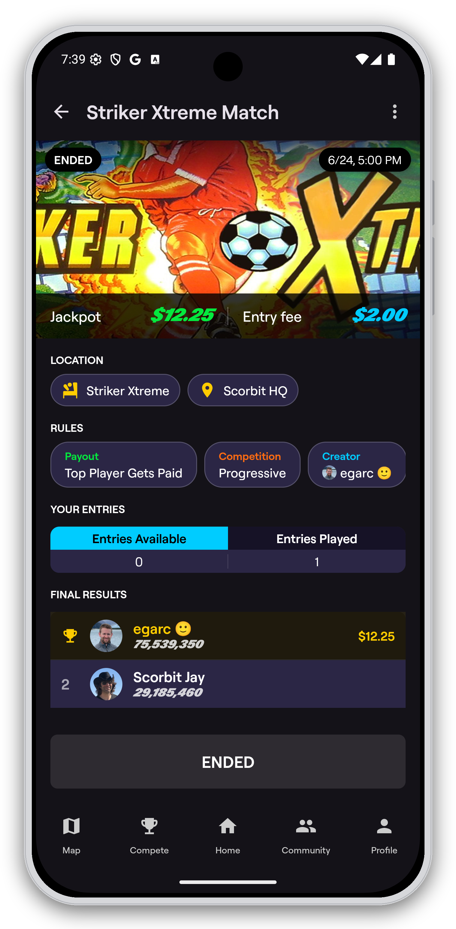 Pinball - Scorbit Match Detail