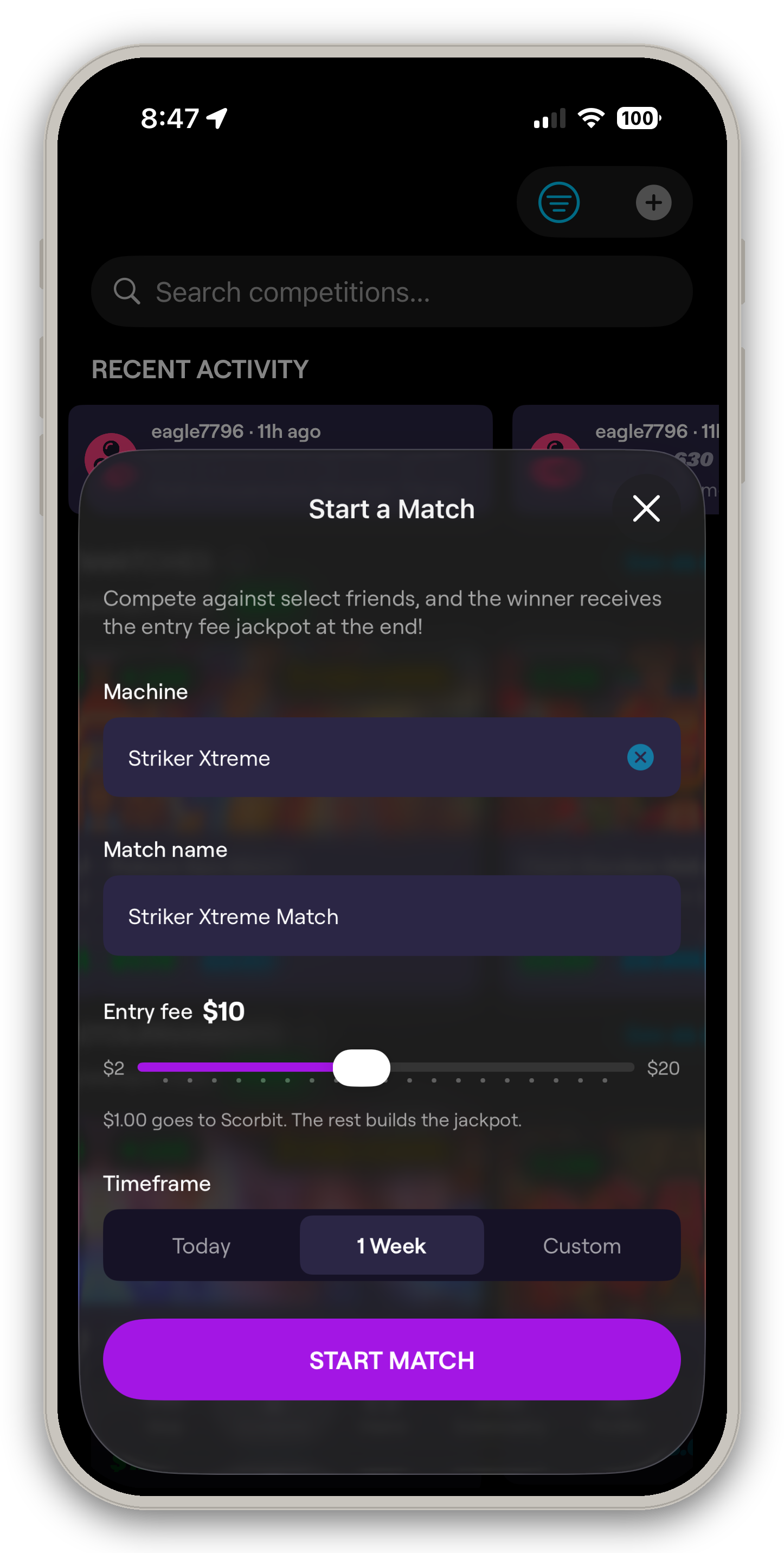 Pinball - Scorbit Start A Match